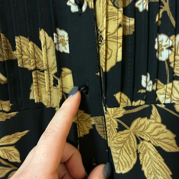 Nanette Lepore Crepe Chiffon Dress Belted Button Front LongSleeve Floral Size 14 - Picture 5 of 11